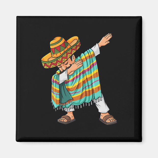 Cinco de Mayo Dabbing Poncho Sombrero Fun Mexican  Magnet (Front)