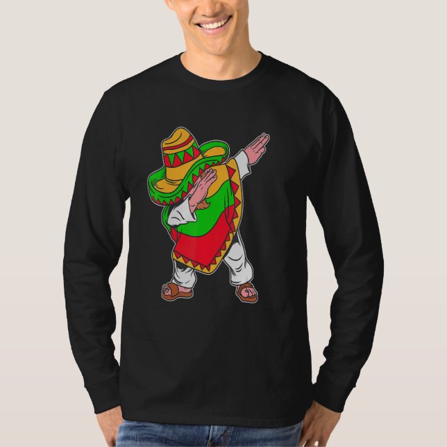 Cinco De Mayo Dabbing Poncho Sombrero  Mexican Dab T-Shirt (Front)