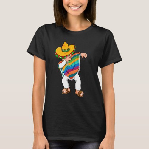 Cinco De Mayo Dabbing Poncho Sombrero Mexico Lets T_Shirt