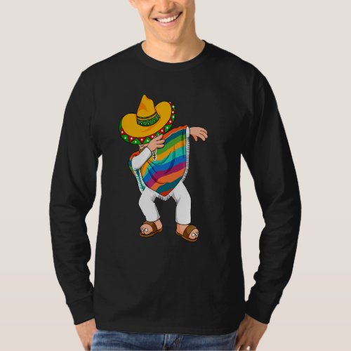 Cinco De Mayo Dabbing Poncho Sombrero Mexico Lets T_Shirt