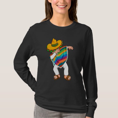 Cinco De Mayo Dabbing Poncho Sombrero Mexico Lets T_Shirt
