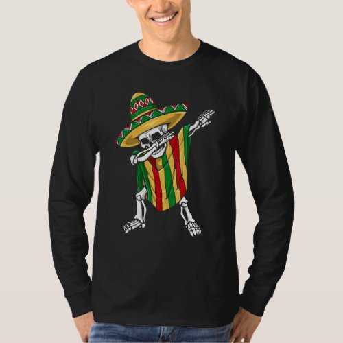 Cinco De Mayo Dabbing Skeleton Mariachi Sombrero M T_Shirt