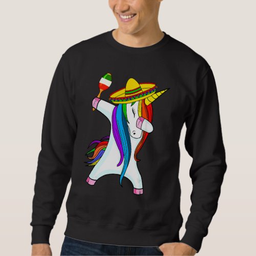 Cinco De Mayo Dabbing Unicorn Sombrero Maracas Men Sweatshirt