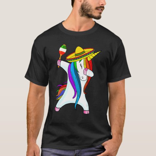 Cinco De Mayo Dabbing Unicorn Sombrero Maracas Men T_Shirt