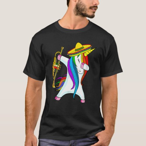Cinco De Mayo Dabbing Unicorn Sombrero Trumpet   D T_Shirt