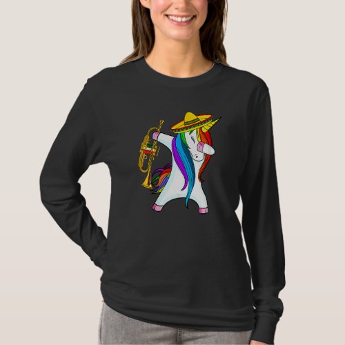 Cinco De Mayo Dabbing Unicorn Sombrero Trumpet  Da T_Shirt