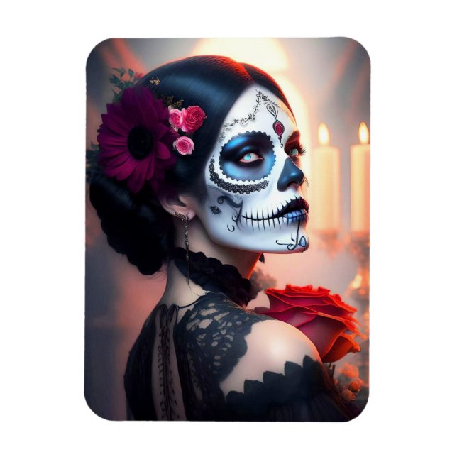 Cinco de Mayo Day of the Dead Beauty with Rose ART Magnet (Vertical)