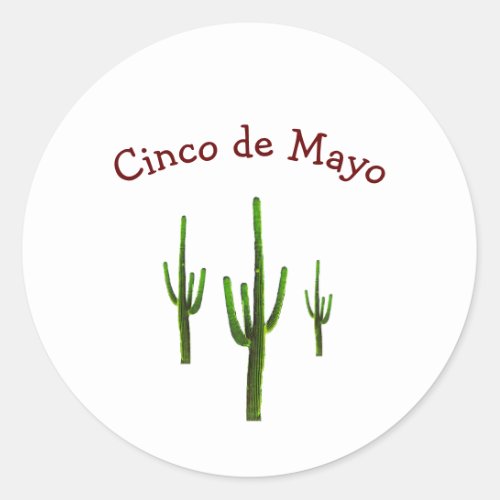 Cinco de Mayo Desert Cacti Red Typography Classic Round Sticker