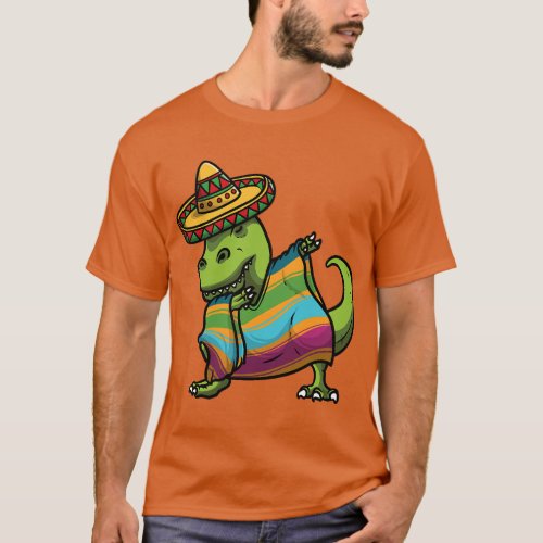 Cinco De Mayo Dinosaurs Dab Mexican Dinosaur Boys  T_Shirt