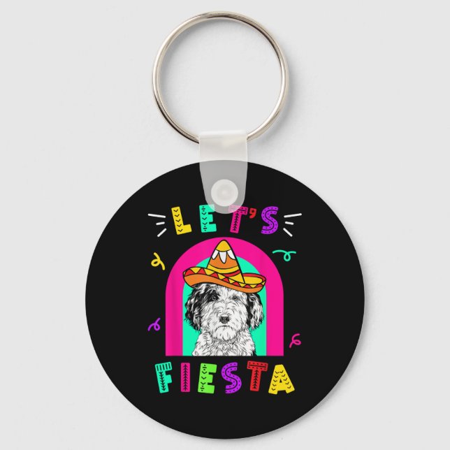 Cinco De Mayo Dog Let’s Fiesta Camisa 5 De Mayo Me Keychain (Front)