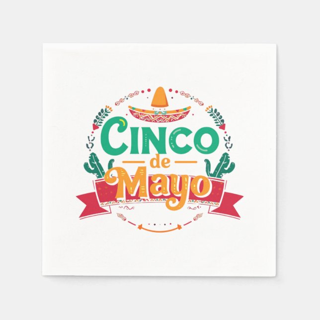 Cinco de Mayo Festive Fiesta Sombrero Paper Napkin (Front)
