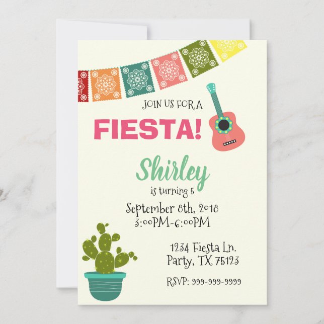 CINCO DE MAYO FIESTA BIRTHDAY GIRL INVITATION (Front)