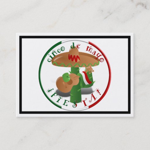 Customizable Cinco De Mayo Fiesta!  Cactus with Sombrero Business Card Templates