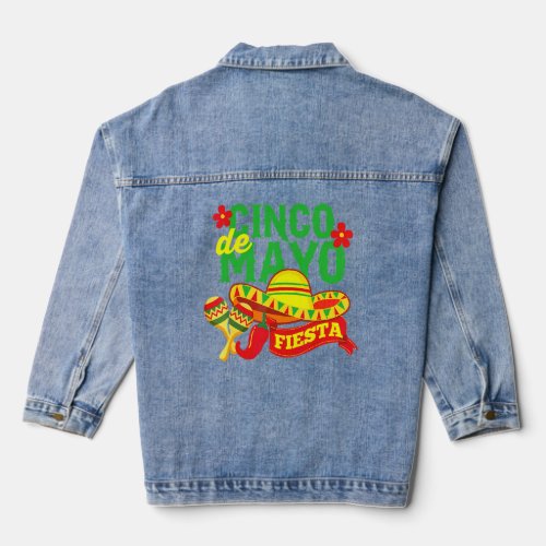 Cinco De Mayo Fiesta Camisa 5 De Mayo Viva Mexico  Denim Jacket