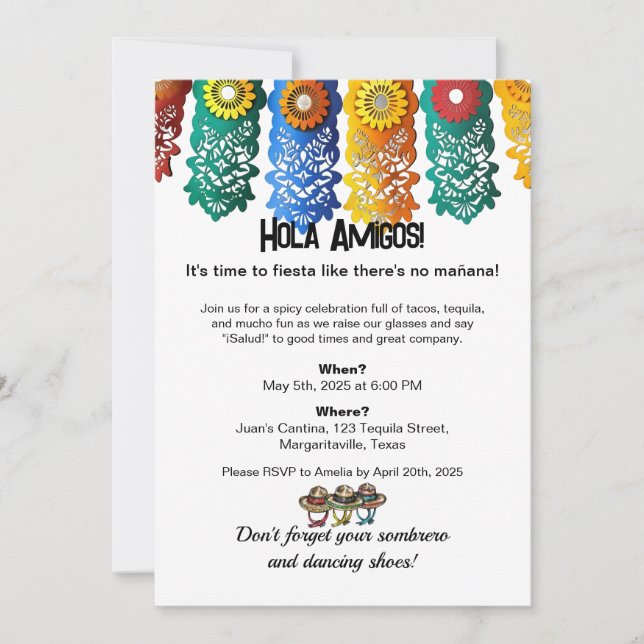 Cinco de Mayo Fiesta Colorful Banners Invitation (Front)