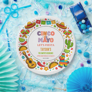 Cinco de Mayo Fiesta – Colorful Party Celebration Paper Plates
