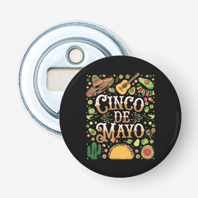 Cinco De Mayo Fiesta Cute Party Elements Bottle Opener (Front)