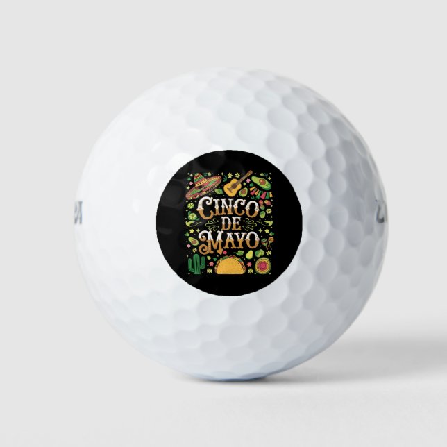 Cinco De Mayo Fiesta Cute Party Elements Golf Balls (Front)