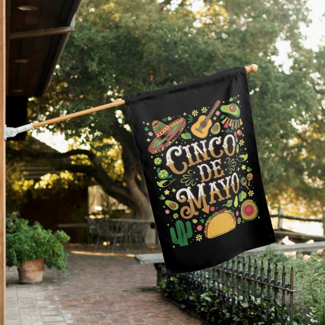 Cinco De Mayo Fiesta Cute Party Elements House Flag (In SItu)