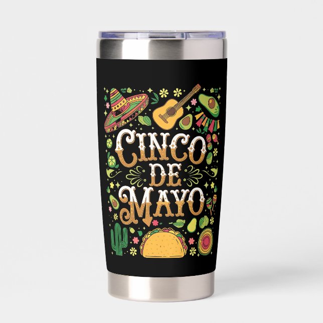Cinco De Mayo Fiesta Cute Party Elements Insulated Tumbler (Front)