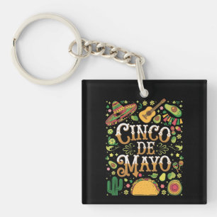 Cinco De Mayo Fiesta Cute Party Elements Keychain
