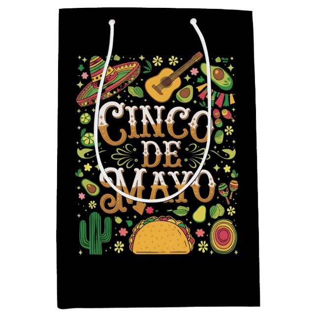 Cinco De Mayo Fiesta Cute Party Elements Medium Gift Bag (Front)