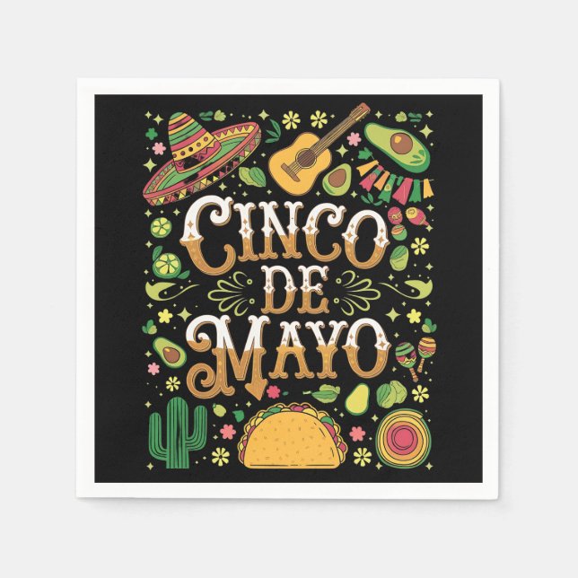 Cinco De Mayo Fiesta Cute Party Elements Napkins (Front)