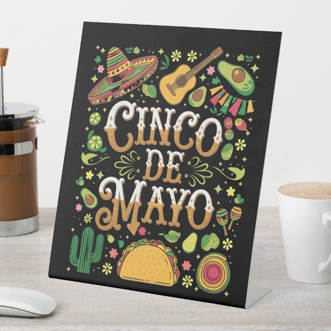 Cinco De Mayo Fiesta Cute Party Elements Pedestal Sign (In SItu)
