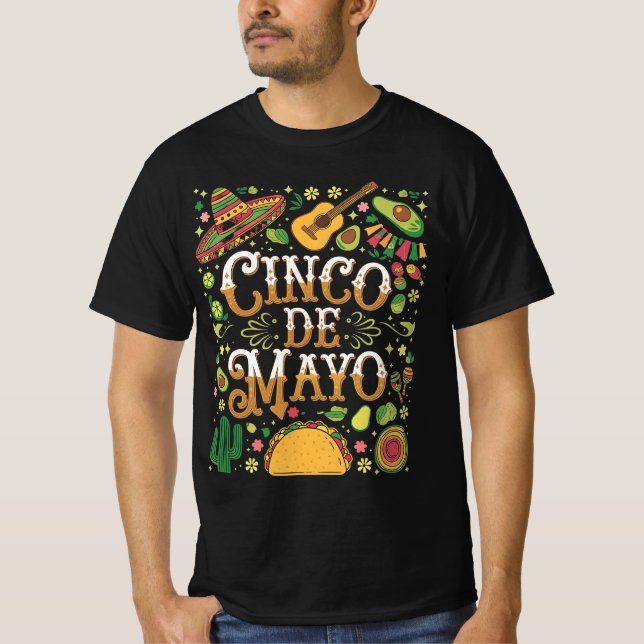 Cinco De Mayo Fiesta Cute Party Elements T-Shirt (Front)