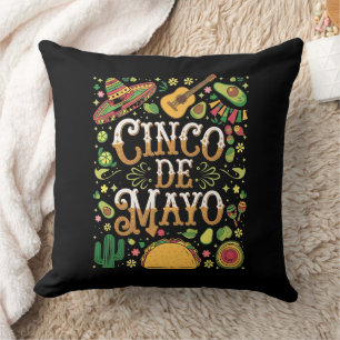 Cinco De Mayo Fiesta Cute Party Elements Throw Pillow