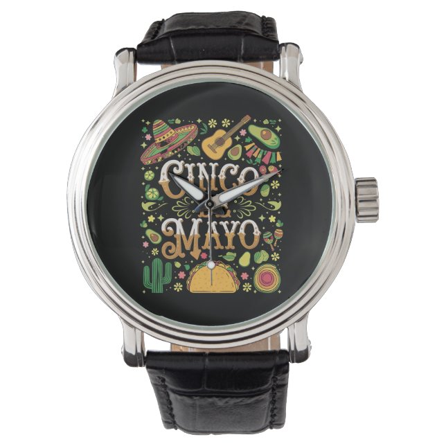 Cinco De Mayo Fiesta Cute Party Elements Watch (Front)