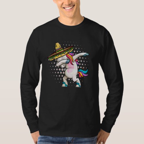 Cinco De Mayo Fiesta Dabbing Unicorn With Sombrero T_Shirt