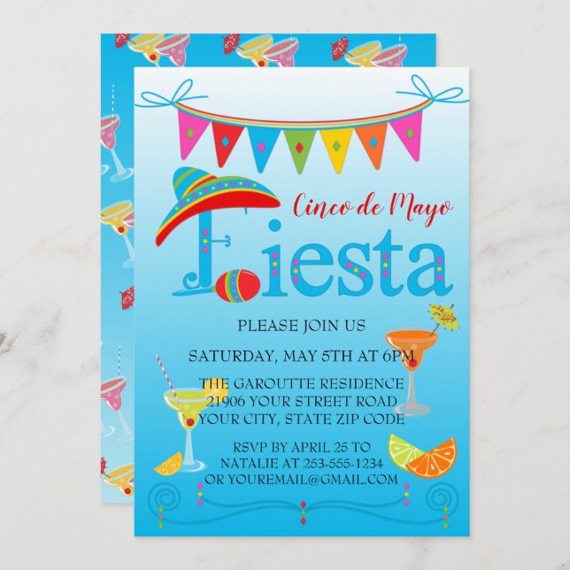 Cinco De Mayo Fiesta Invitation (Front/Back)