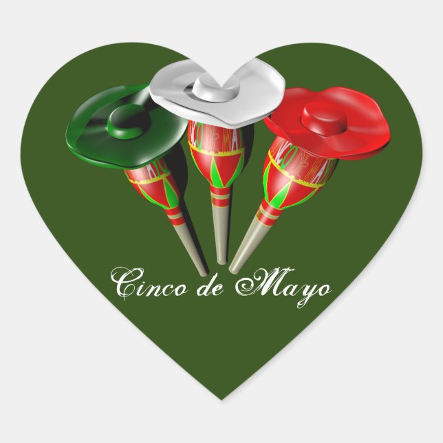Cinco de mayo ,fiesta mexican heart sticker (Front)