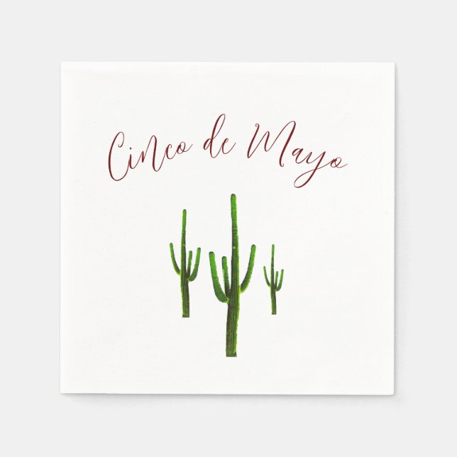 Cinco de Mayo Fiesta Party Desert Cactus Napkins (Front)