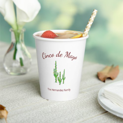 Cinco de Mayo Fiesta Party Desert Cactus Paper Cups