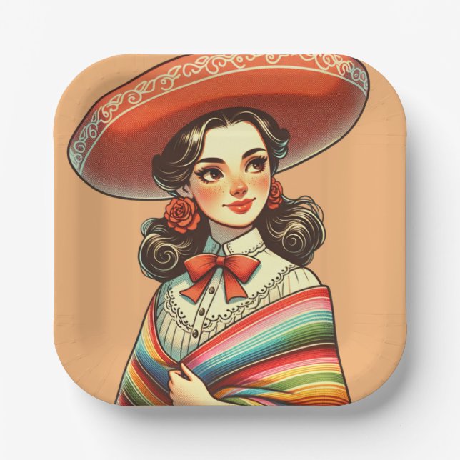 Cinco de Mayo Fiesta Party Favor Festive Paper Plates (Front)