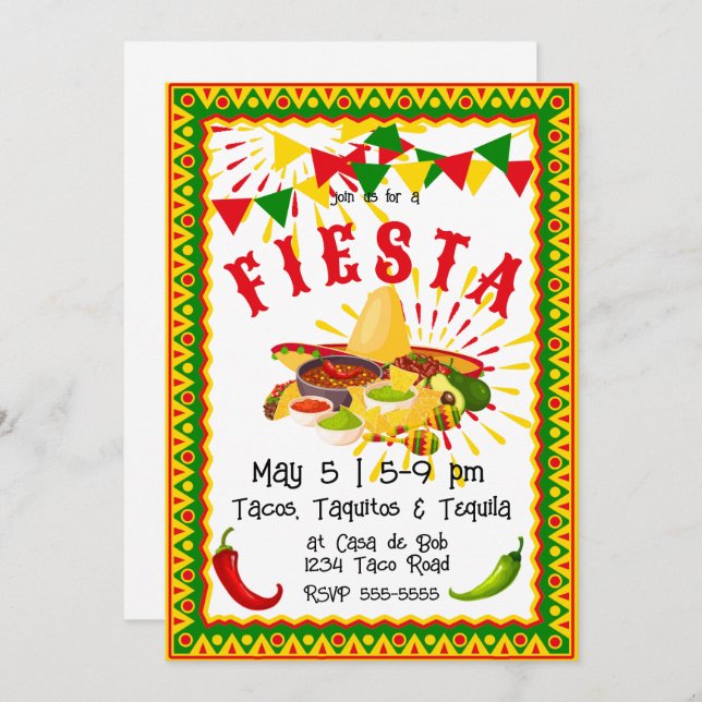 Cinco de Mayo Fiesta Salsa Invitation (Front/Back)