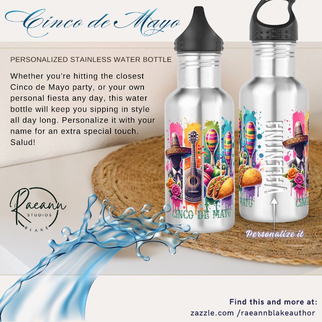 Cinco de Mayo Fiesta Stainless Steel Water Bottle (Creator Uploaded)