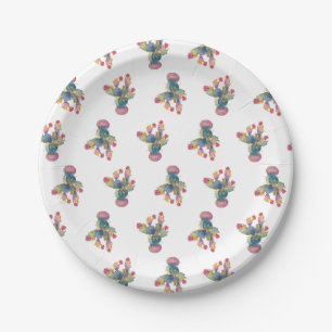 Cinco de Mayo Fiesta Watercolor Cactus Paper Plates