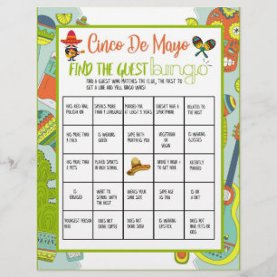Cinco De Mayo Find The Guest Bingo Game Letterhead
