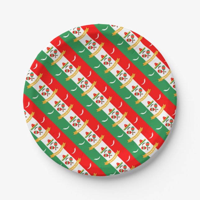 Cinco De Mayo flag Paper Plates (Front)
