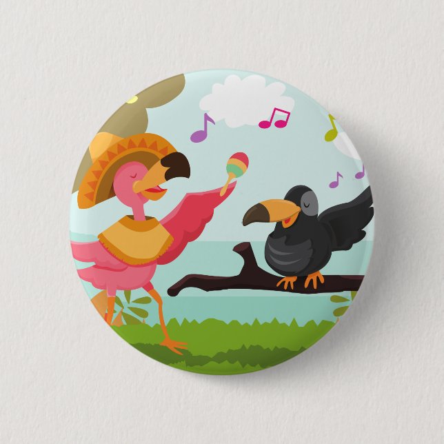 cinco de mayo flamingo button (Front)