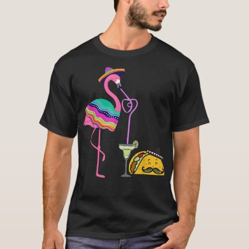 Cinco De Mayo Flamingo Margaritas and Tacos T_Shirt