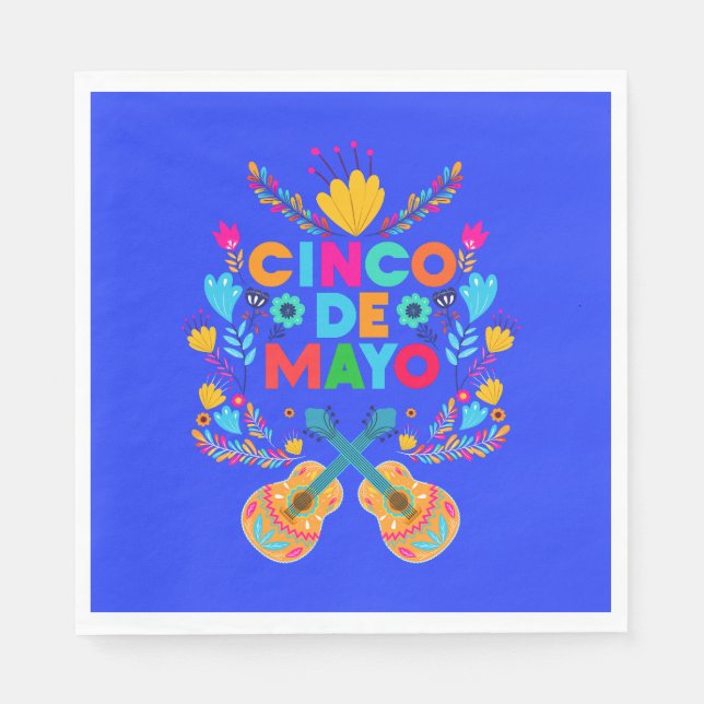 Cinco De Mayo flowers and Guitars  Napkins (Front)