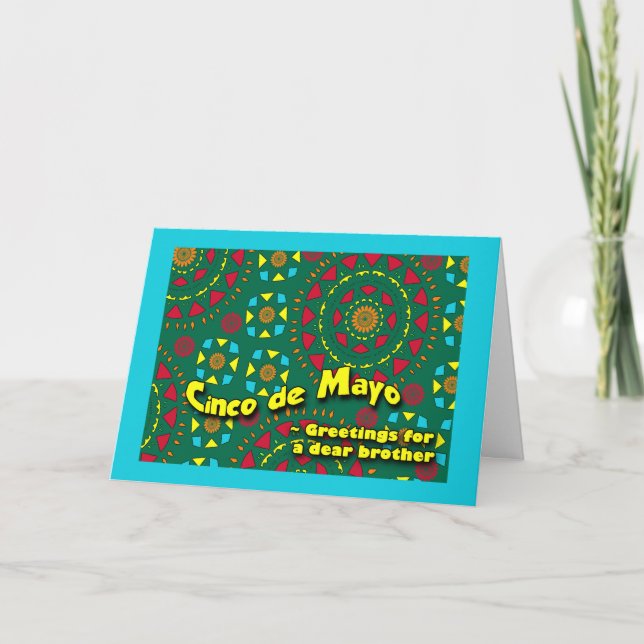 Cinco de Mayo for Brother, Colorful Mosaic Card (Front)