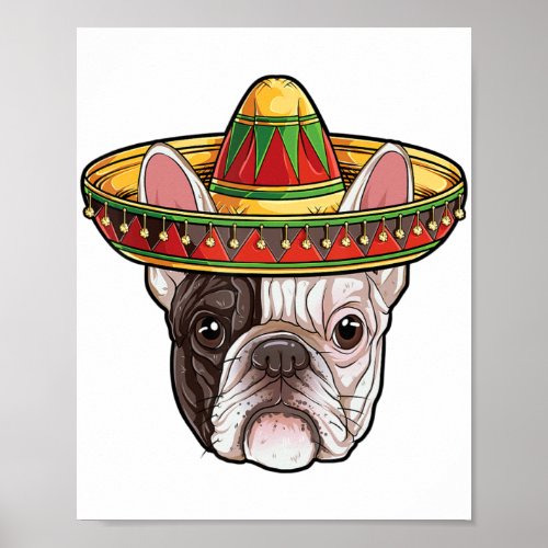 Cinco de Mayo French Bulldog Mexican Sombrero Men  Poster