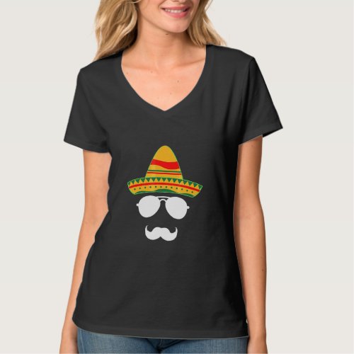 Cinco De Mayo Fun Mexican Party Mustache Sunglasse T_Shirt