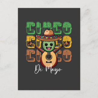 Cinco De Mayo Funny Mexican Cactus  Playing Guitar Postcard