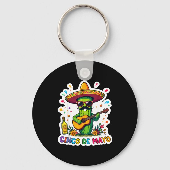 Cinco de mayo funny mexican cactus sunglassesCinco Keychain (Front)